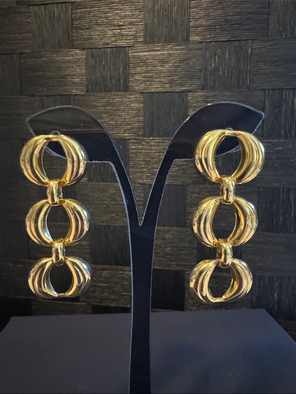 Chunky Gold Triple-Link Drop Earrings - Elegant Women’s Jewelry